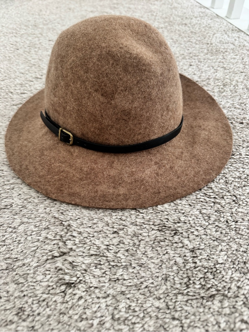 Brown Felt Wide-Brim Hat with Band